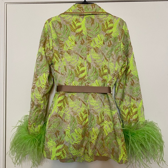 ANDREEVA Mint Jacqueline Jacket With Detachable Ostrich Feather Cuffs Sz XS - Picture 11 of 14